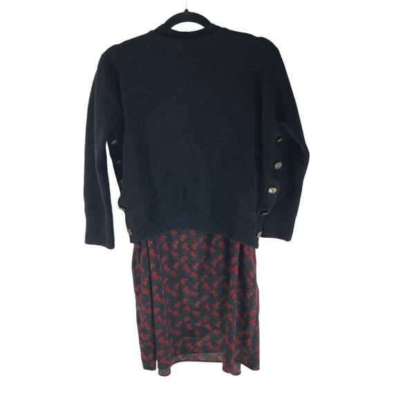Coach Black & Red Button Horse And Carriage Print Sweater Dress Wool Silk L - Picture 5 of 8